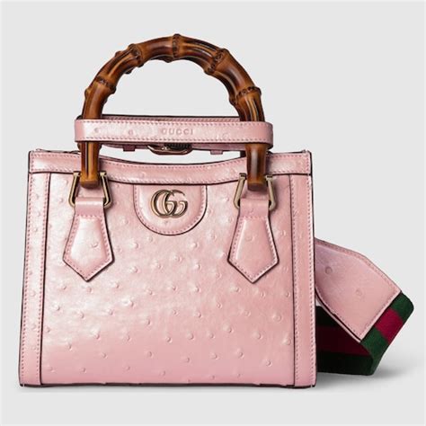 Gucci Diana mini ostrich tote bag in Pink Precious Skins